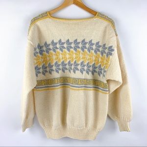 VTG Knitted Greek Key & Snowflake Pattern Sweater